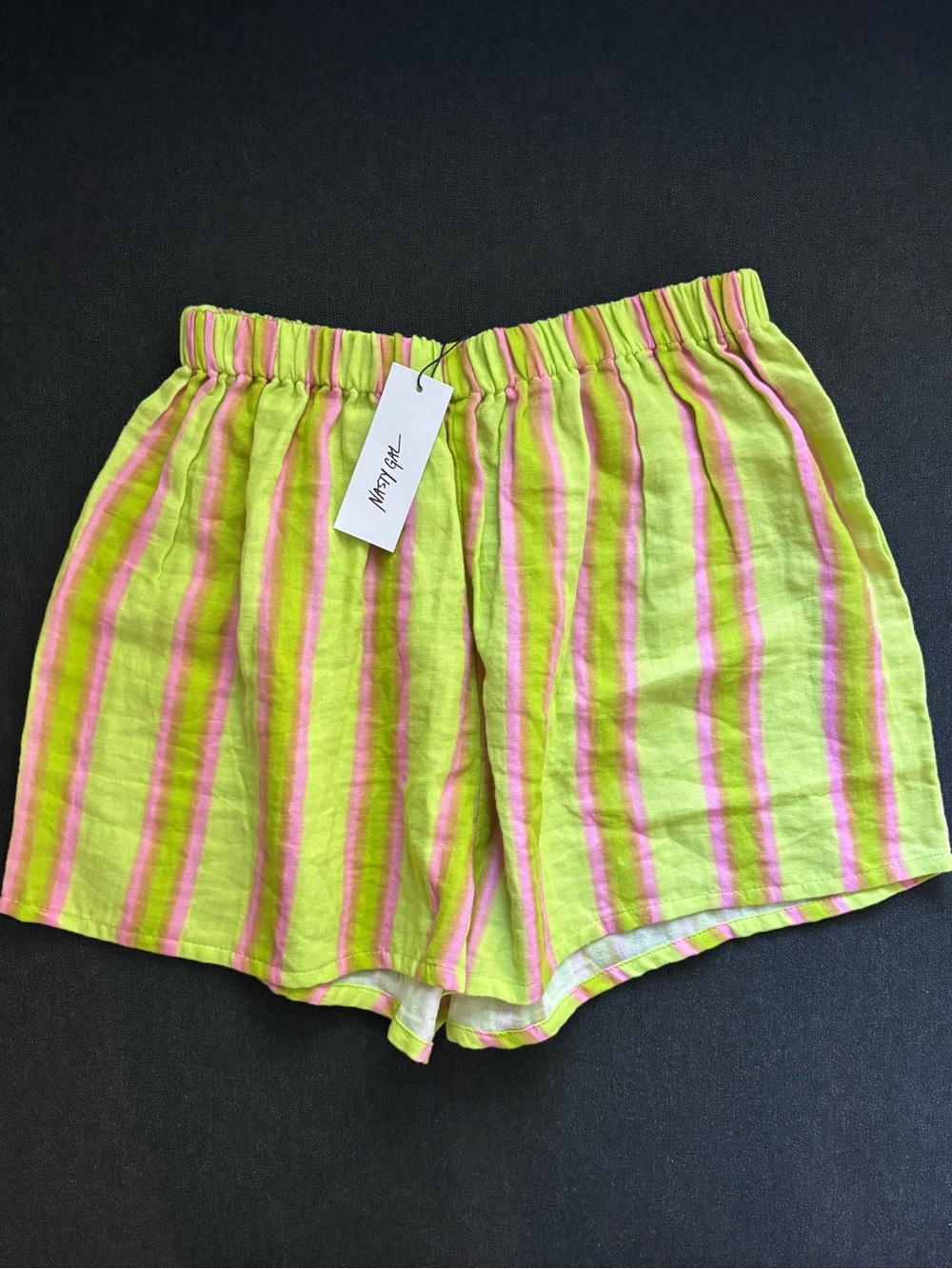 NWT Cotton Gauze Striped Short, Lime, EU 36 (US 4/6)